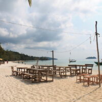 The main beach on Koh Rong,a beautiful and relaxing island in Cambodia