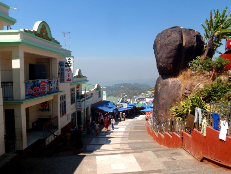 The market at the Golden Rock Pagoda, Myanmar