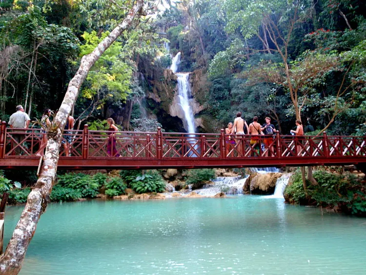 The waterfall at Kuang Si Falls, Luang Prabang, Laos