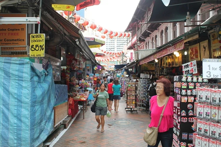 Shopping street in Chinatown, one of the historical districts in Singapore