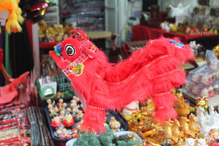 A red dragon in Chinatown, one of the historical districts in Singapore