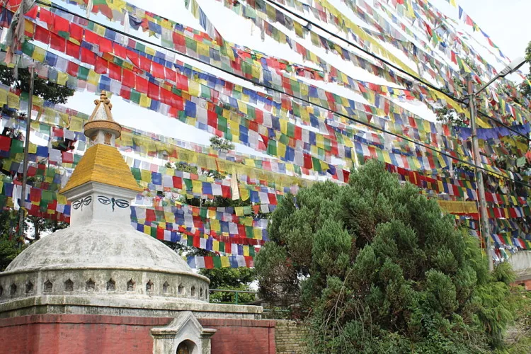 Prayer flags at the monkey temple in Kathmandu, Nepal