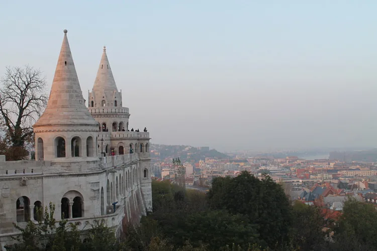 Fishermans' Bastion at sunset in Budapest, Hungary