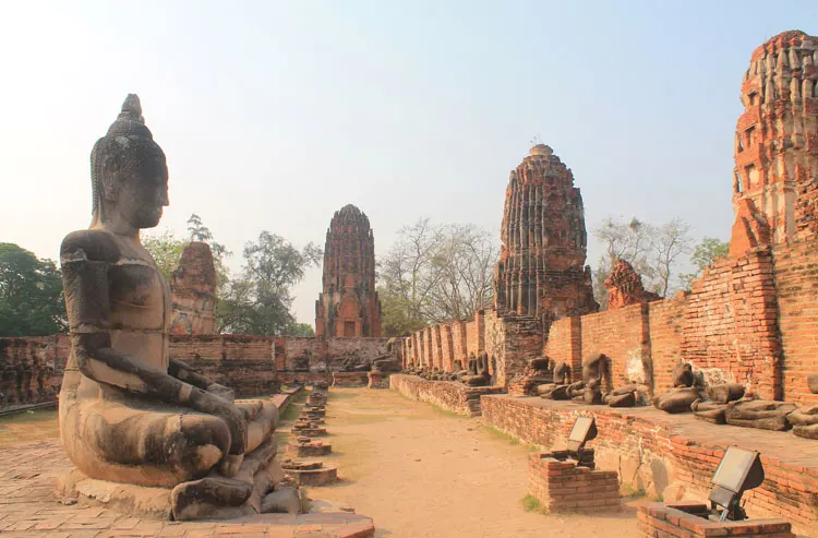 Cycling to the temples in Ayutthaya, Thailand -- Wat Phra Mahathat 