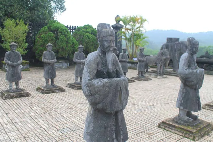 A day in Hue, Vietnam -- statues outside Khai Dinh's tomb