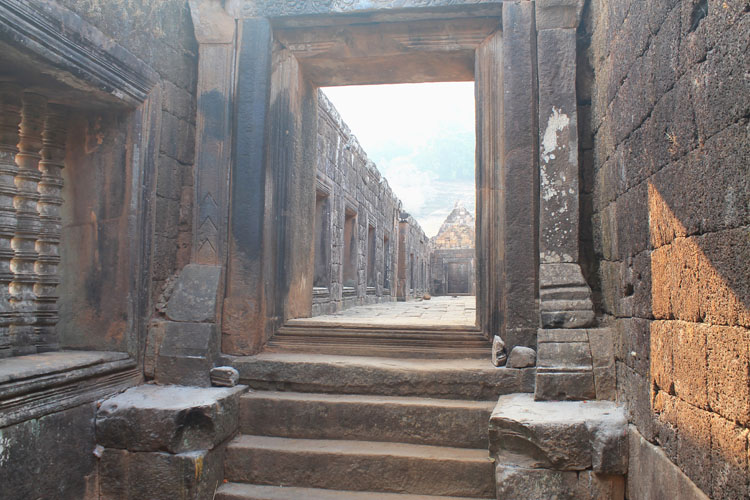 A hallway at Wat Phu (Vat Phou) -- Khmer ruins in Laos