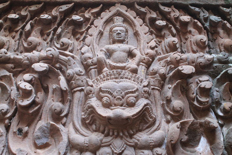 Vishnu and Garuda at Wat Phu (Vat Phou) -- Khmer ruins in Laos
