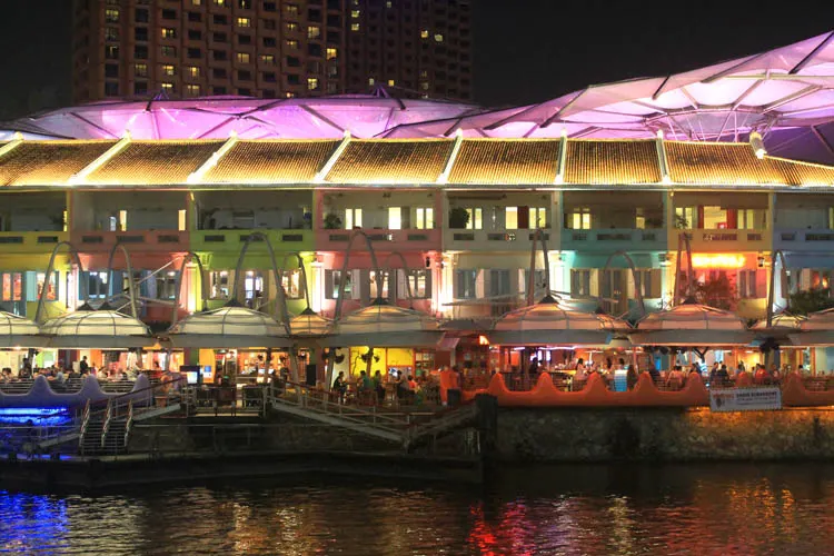 Downtown Singapore -- Clarke Quay at night