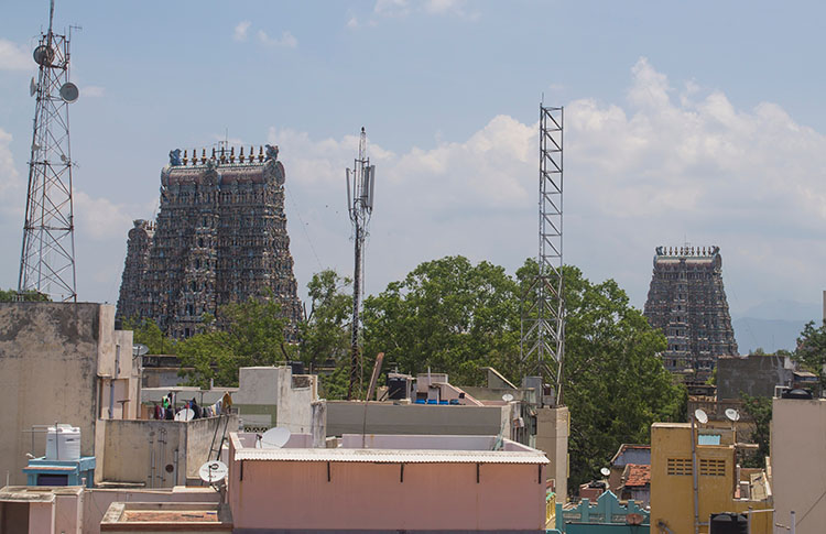 Rooftop view of Meenakshi Temple from Kolam Madurai
